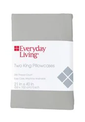 Everyday Living 200 Thread Count Cotton/Polyester Pillow Case - Quiet Gray