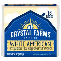 Crystal Farms White American Pasteurized Prepared Cheese Product, 12 oz, 16 slices