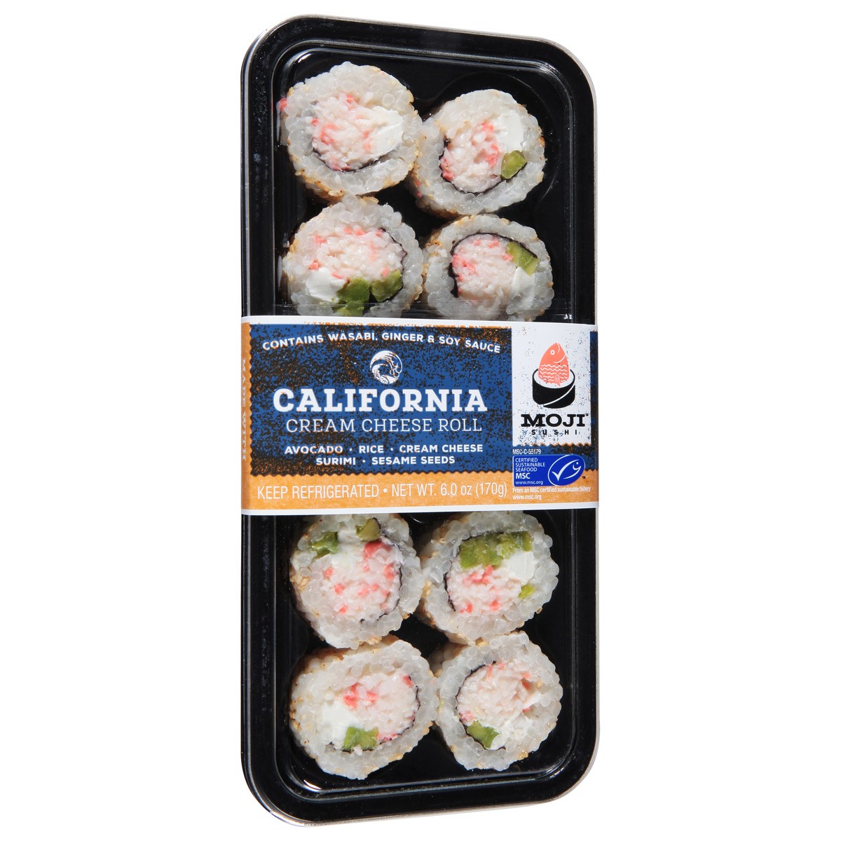 slide 2 of 12, Moji Sushi California Cream Cheese Roll 6.0 oz, 6 oz