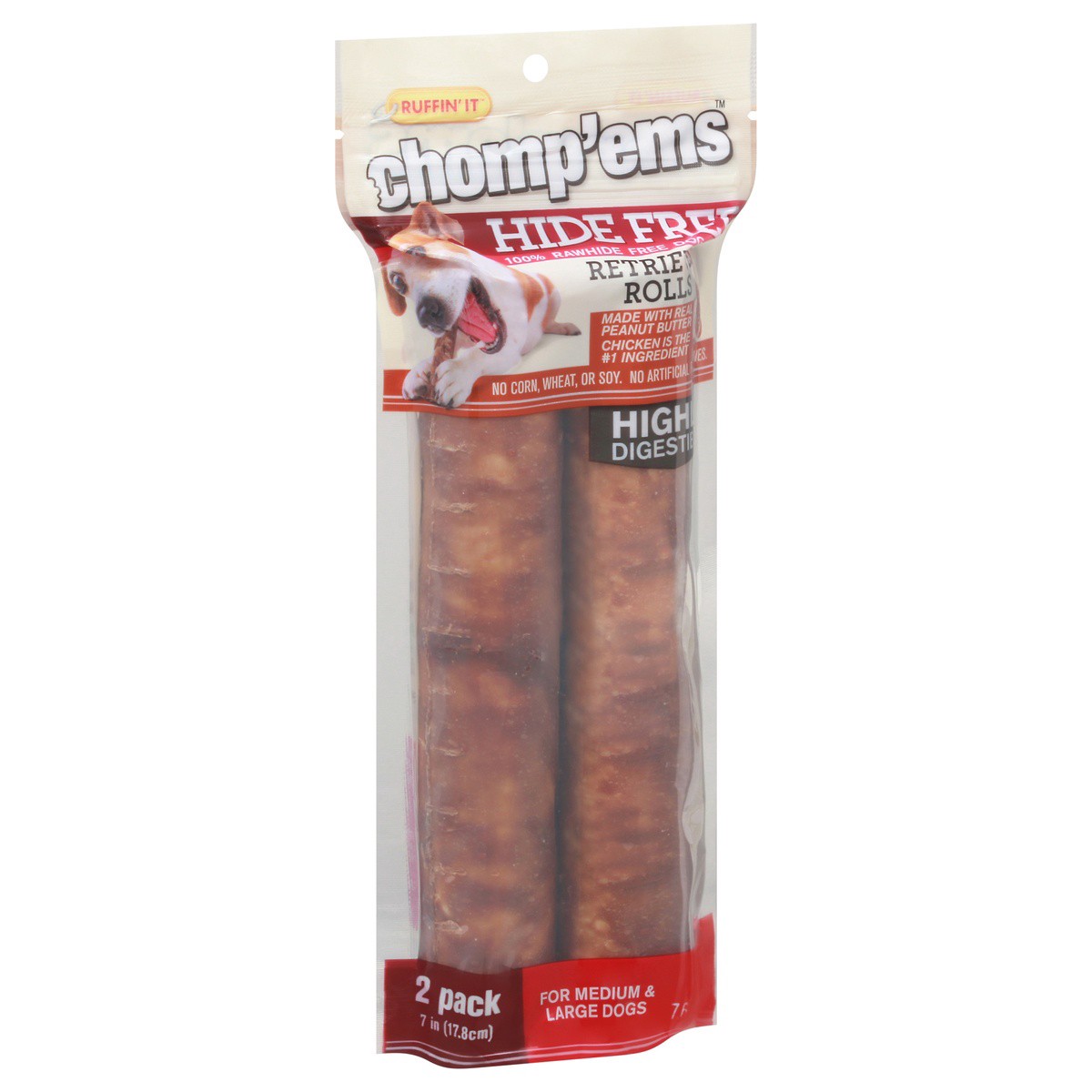 slide 4 of 9, Ruffin' It Chomp'ems 2 Pack Retriever Rolls Dog Chews 2 ea Bag, 2 ct
