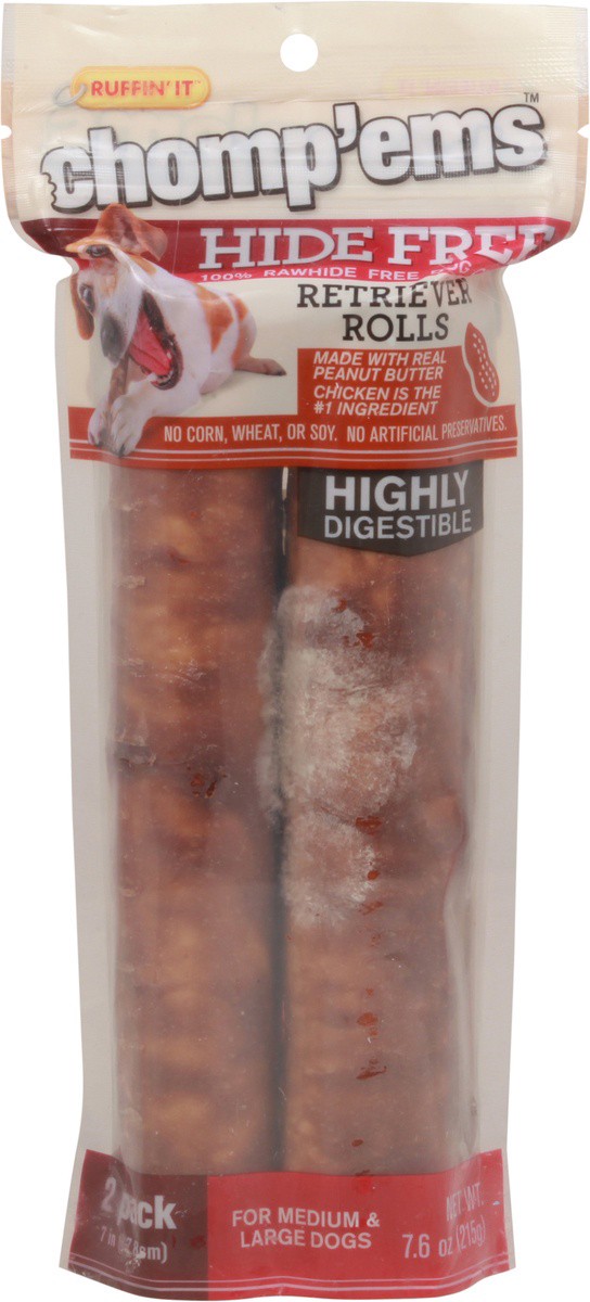 slide 5 of 9, Ruffin' It Chomp'ems 2 Pack Retriever Rolls Dog Chews 2 ea Bag, 2 ct