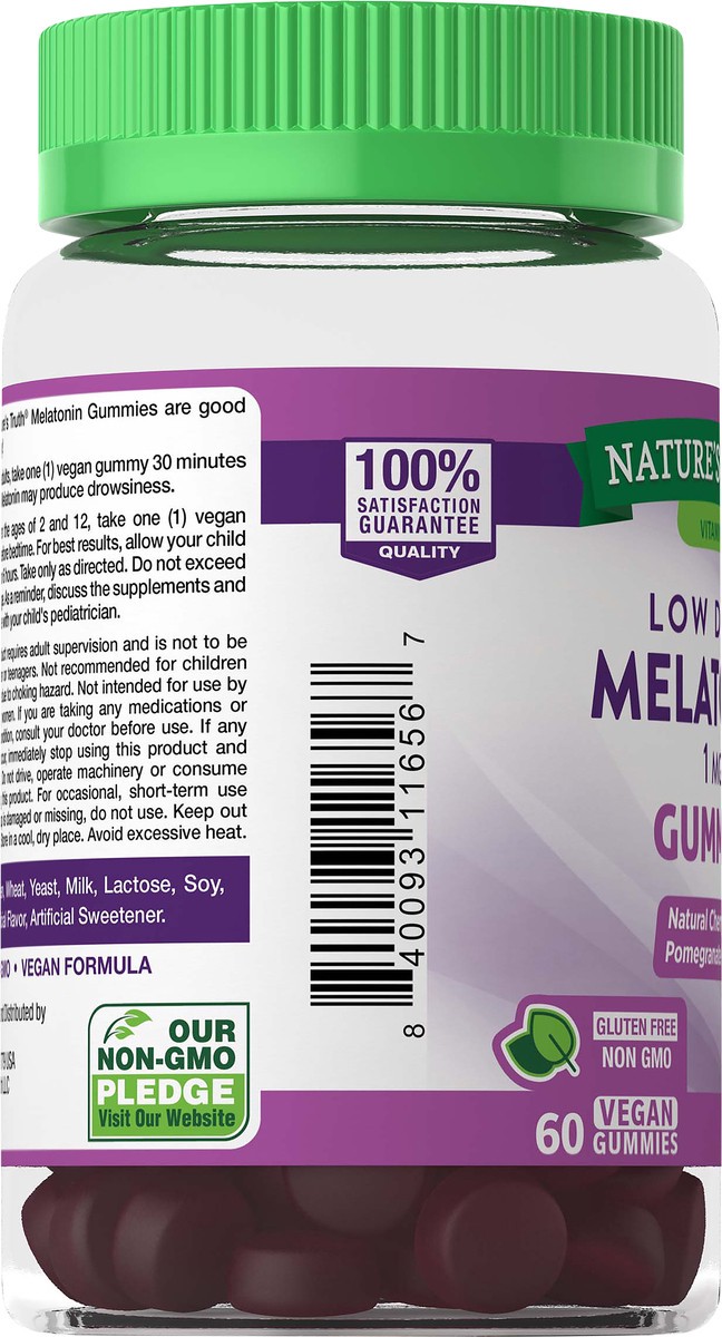 slide 2 of 5, Nature's Truth Low Dose Sleep Delicious Cherry Pomegranate Flavor Melatonin 60 Gummies, 1 mg