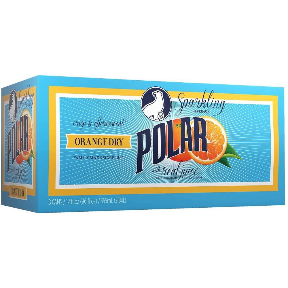 slide 1 of 2, Polar Beverages Polar Orange Dry Sparkling Beverage, 8 ct; 12 fl oz