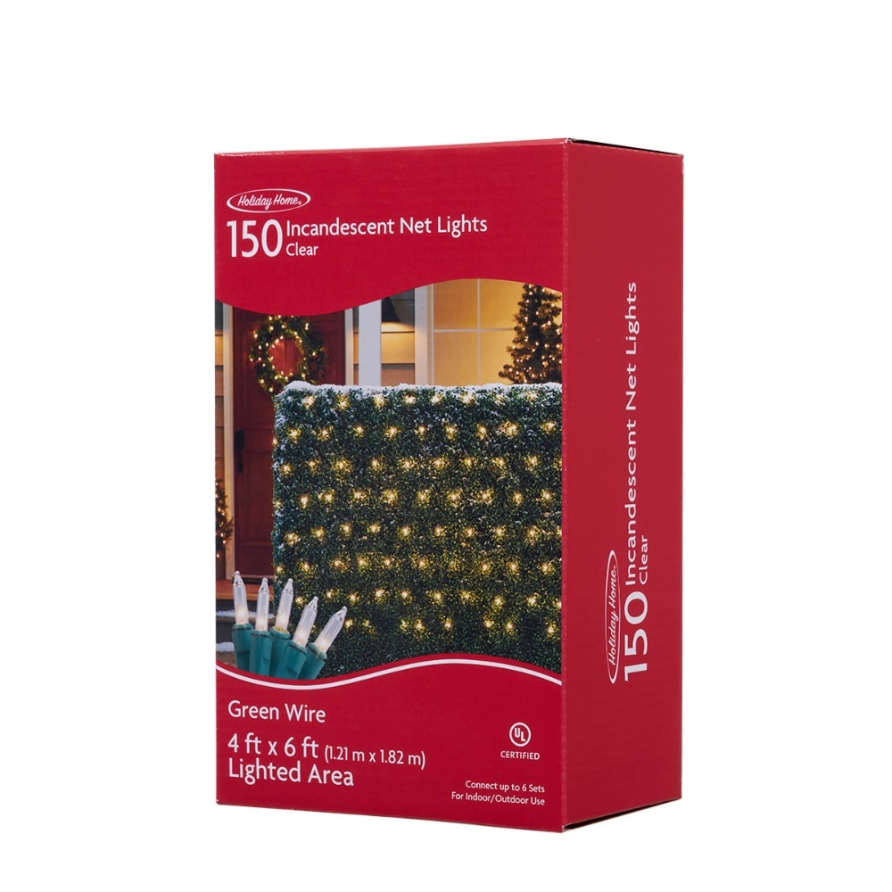 slide 1 of 1, Holiday Home Incandescent Net Lights - Clear, 4 ft x 6 ft