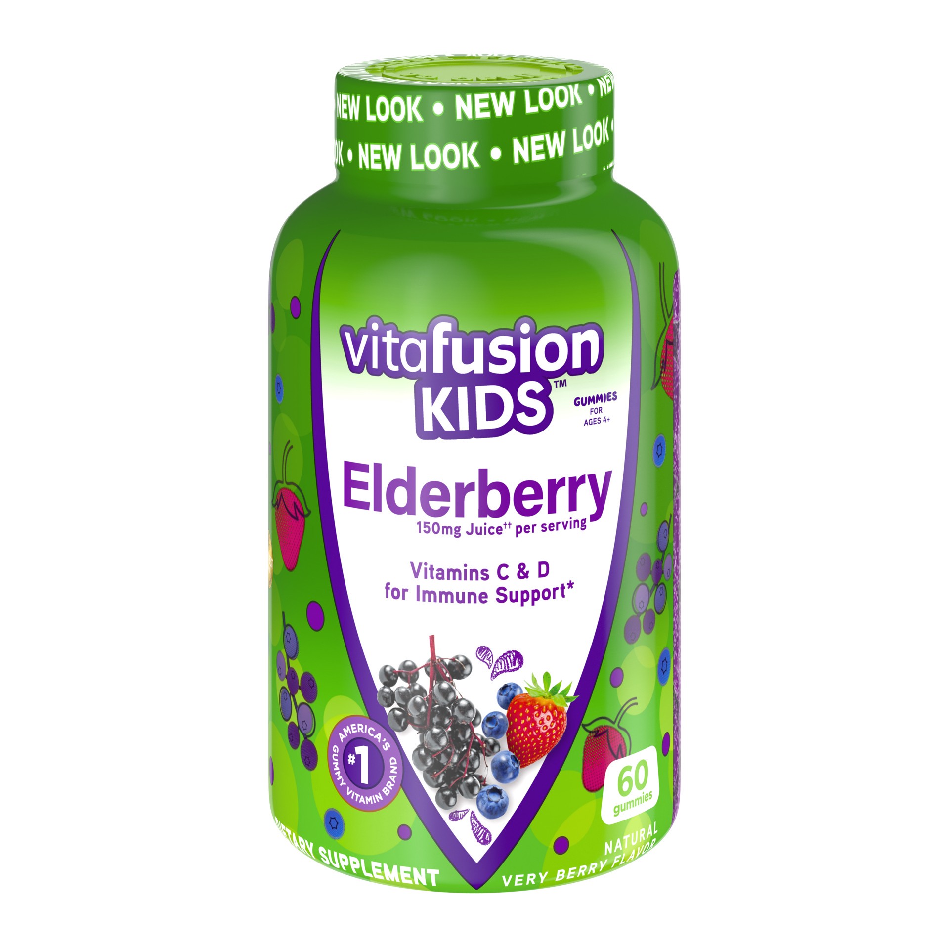 slide 1 of 9, Vitafusion Kids Elderberry, 60 ct