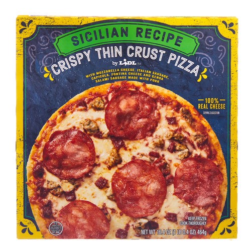 slide 1 of 1, frozen crispy thin crust pizza, Sicilian recipe, 16.4 oz