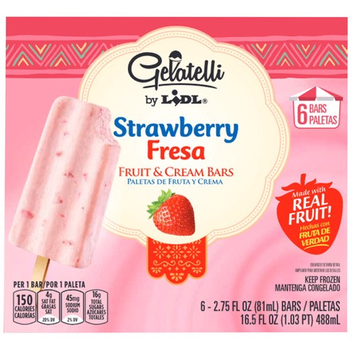 slide 1 of 1, Gelatelli frozen strawberry fruit & cream bars, 16.5 fl oz