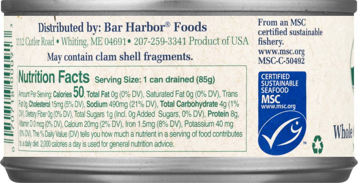 slide 7 of 9, Bar Harbor Whole Gourmet Ocean Clams 6.5 oz, 6.5 oz