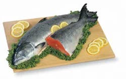 Fish Salmon Atlantic Whole Color Added Fresh Service Case - 2 Lb