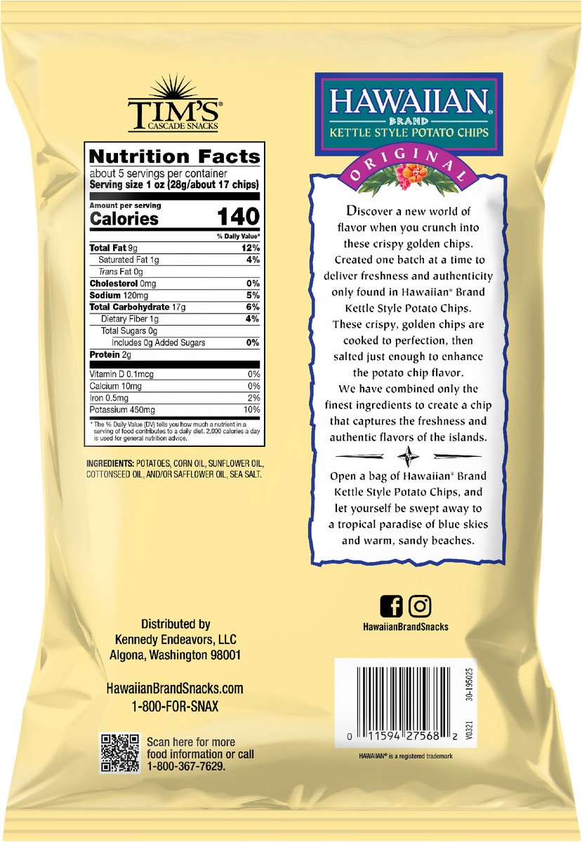 slide 5 of 12, Hawaiian 4.75 oz Hawaiian Brand Original Kettle Style Potato Chips, 4.75 oz