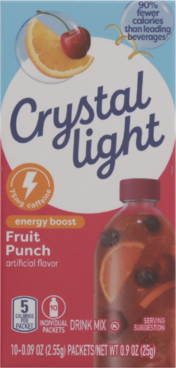 slide 2 of 13, Crystal Light Fruit Punch Energy Boost Drink Mix, 10 ct On-the-Go-Packets, 10 ct