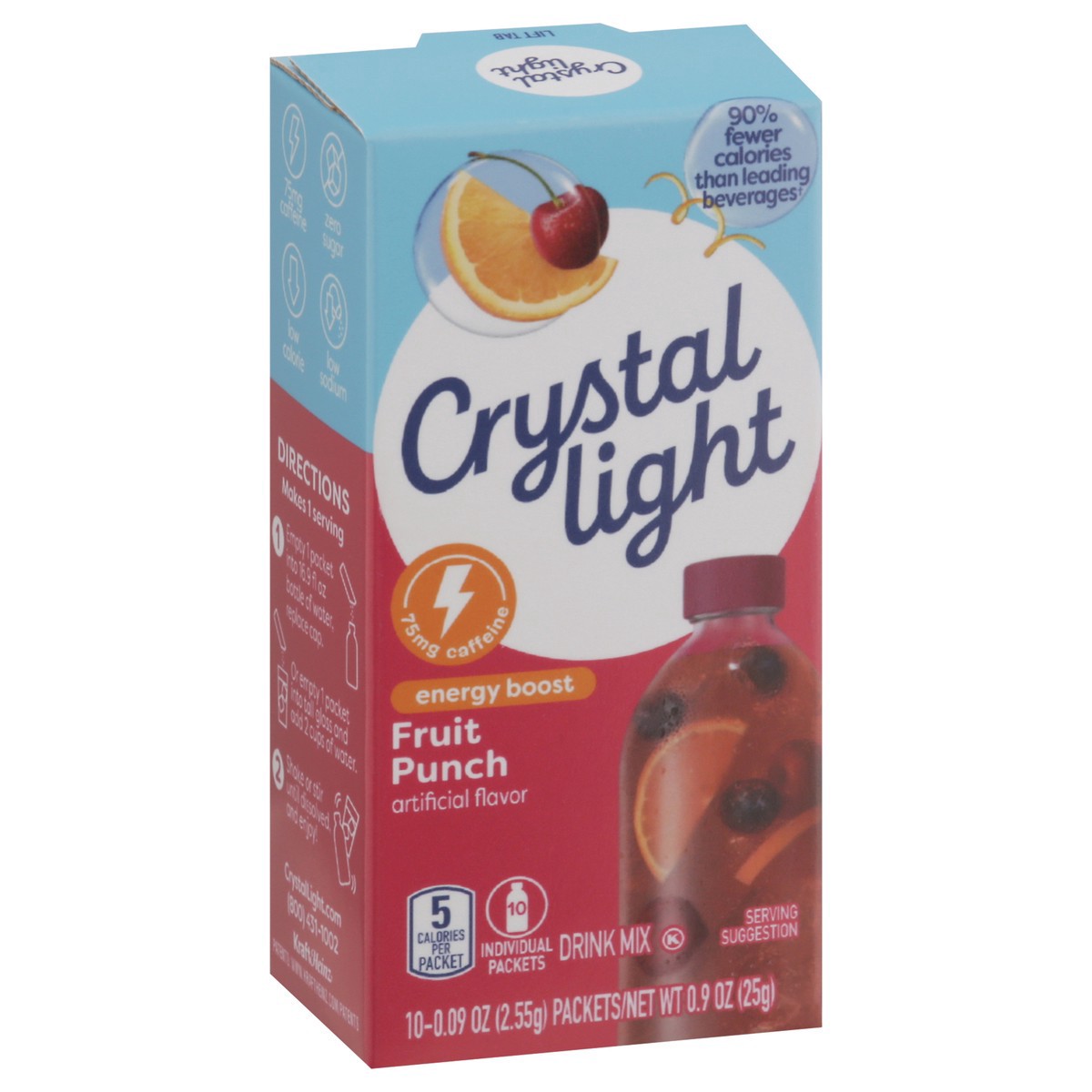 slide 8 of 13, Crystal Light Fruit Punch Energy Boost Drink Mix, 10 ct On-the-Go-Packets, 10 ct