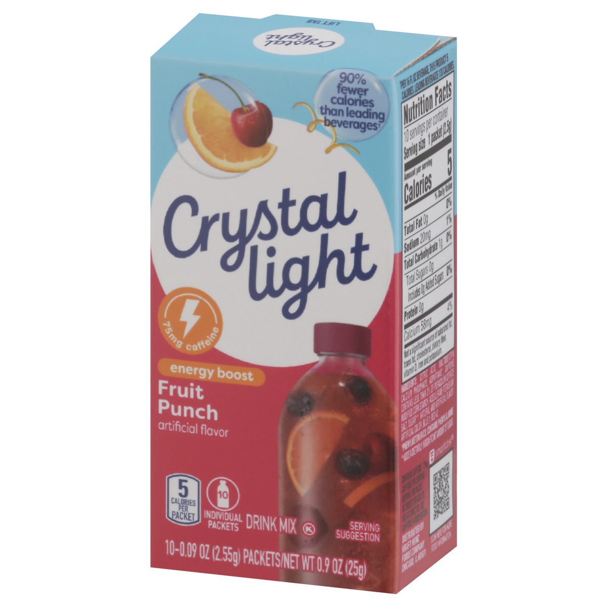slide 3 of 13, Crystal Light Fruit Punch Energy Boost Drink Mix, 10 ct On-the-Go-Packets, 10 ct