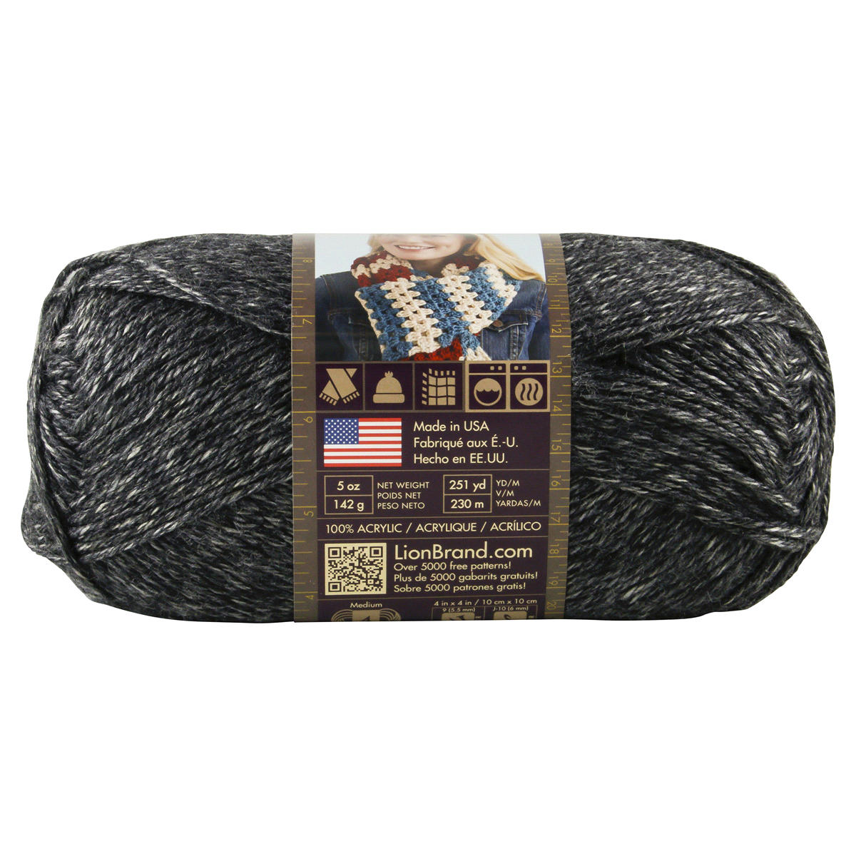 slide 3 of 4, Lion Brand Heartland Yarn - Great Smoky Mountains - Medium Gray Charcoal Gray, 5 oz