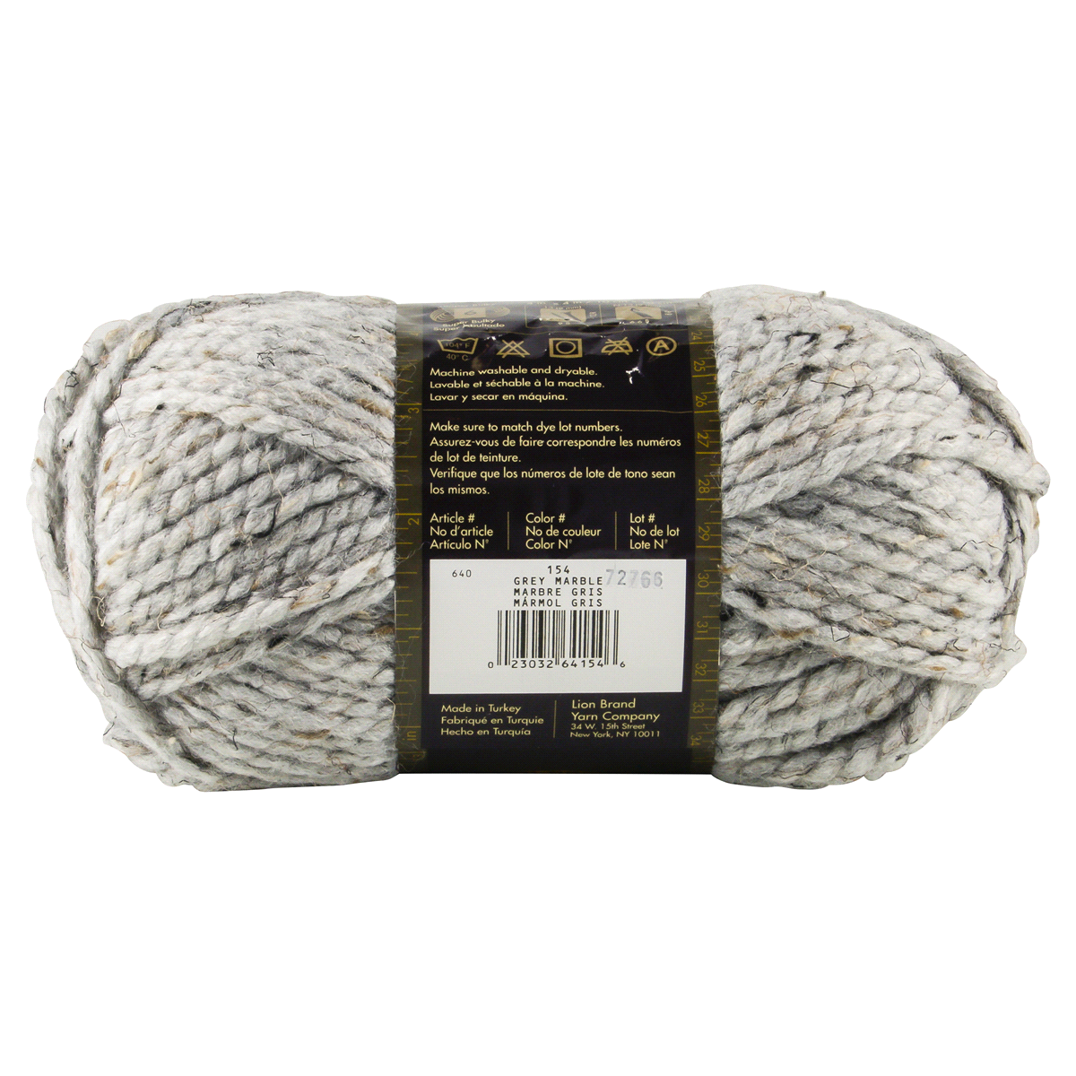 Lion Brand Wool-Ease Thick & Quick Yarn (154) Grey Marble