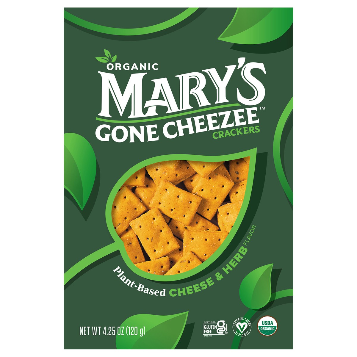 slide 1 of 2, Mary's Gone Crackers Plant-Based Cheese & Herb Flavor Cracker 4.25oz Carton, 1 ct