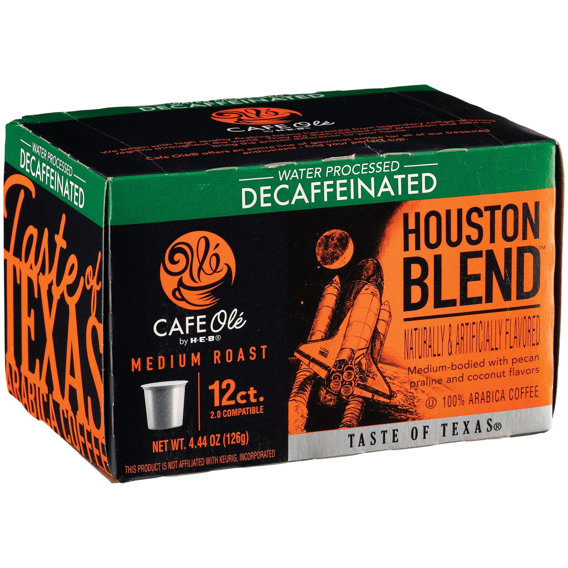 slide 1 of 1, H-E-B Cafe Ole Houston Blend Medium Roast Decaf Single Serve Coffee Cups - 12 ct, 12 ct