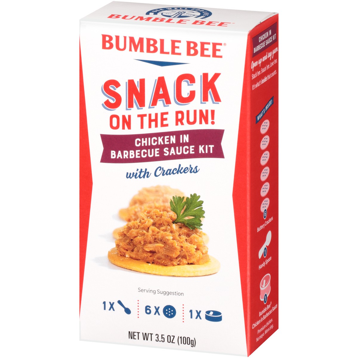 slide 3 of 9, Bumble Bee Snack on the Run! Chicken in Barbecue Sauce with Crackers Kit 3.5 oz. Box, 