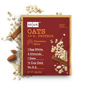 slide 4 of 4, RX A.M. Oats Oatmeal Packet, Cinnamon Spice, 10g Protein, 9.7oz Box, 5 Count, 9.7 oz