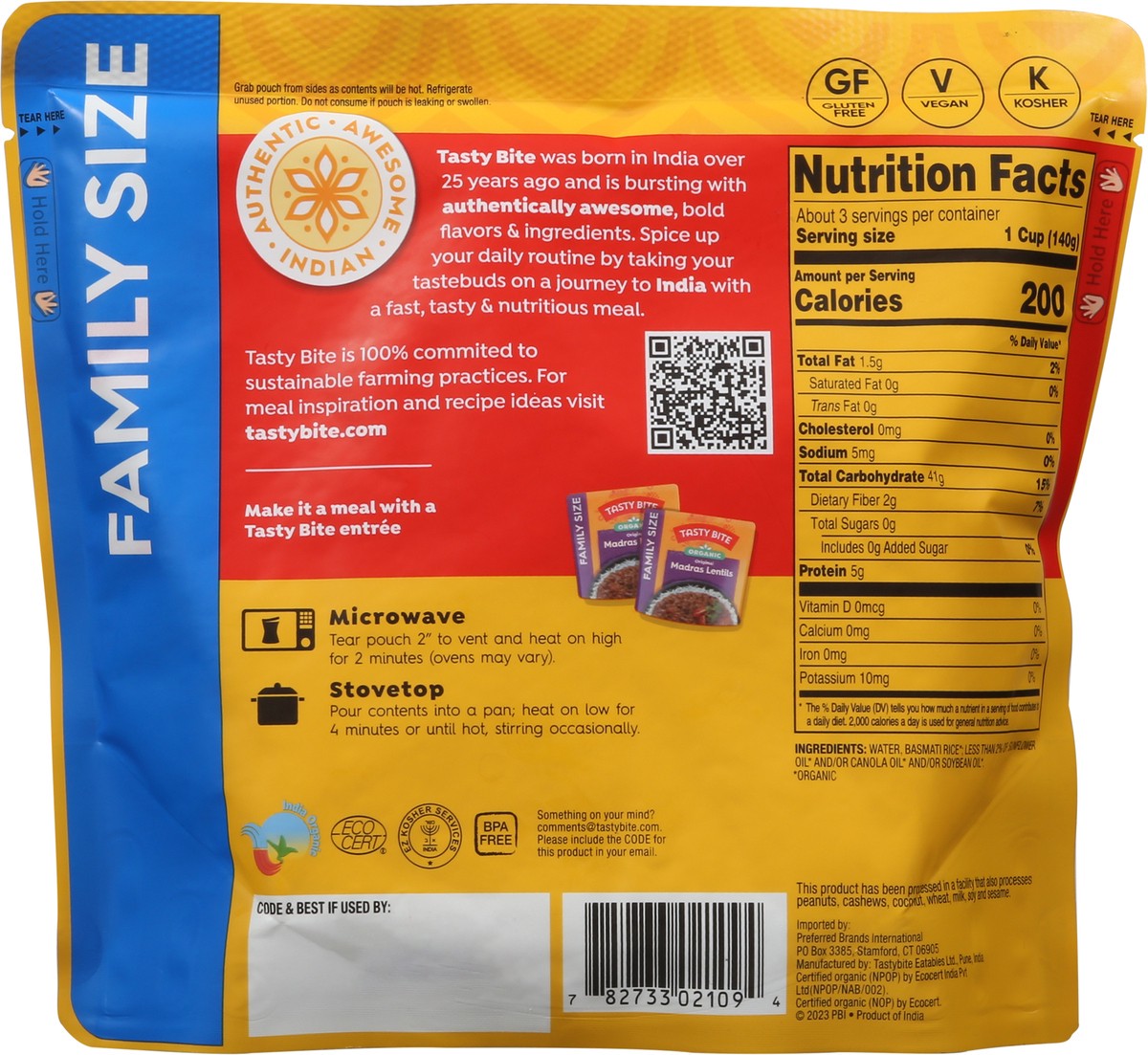 slide 7 of 13, Tasty Bite Organic Basmati Rice Family Size 16 oz, 16 oz