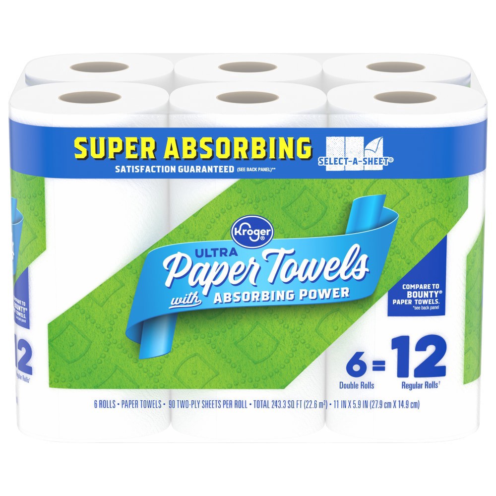 slide 1 of 4, Kroger® Ultra Paper Towels With Absorbing Power, 6 ct