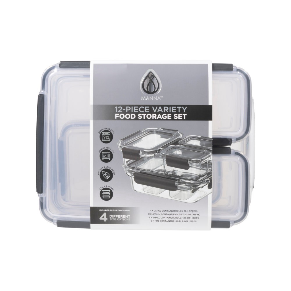 slide 2 of 2, Manna™ Food Storage Set - Black, 12 ct