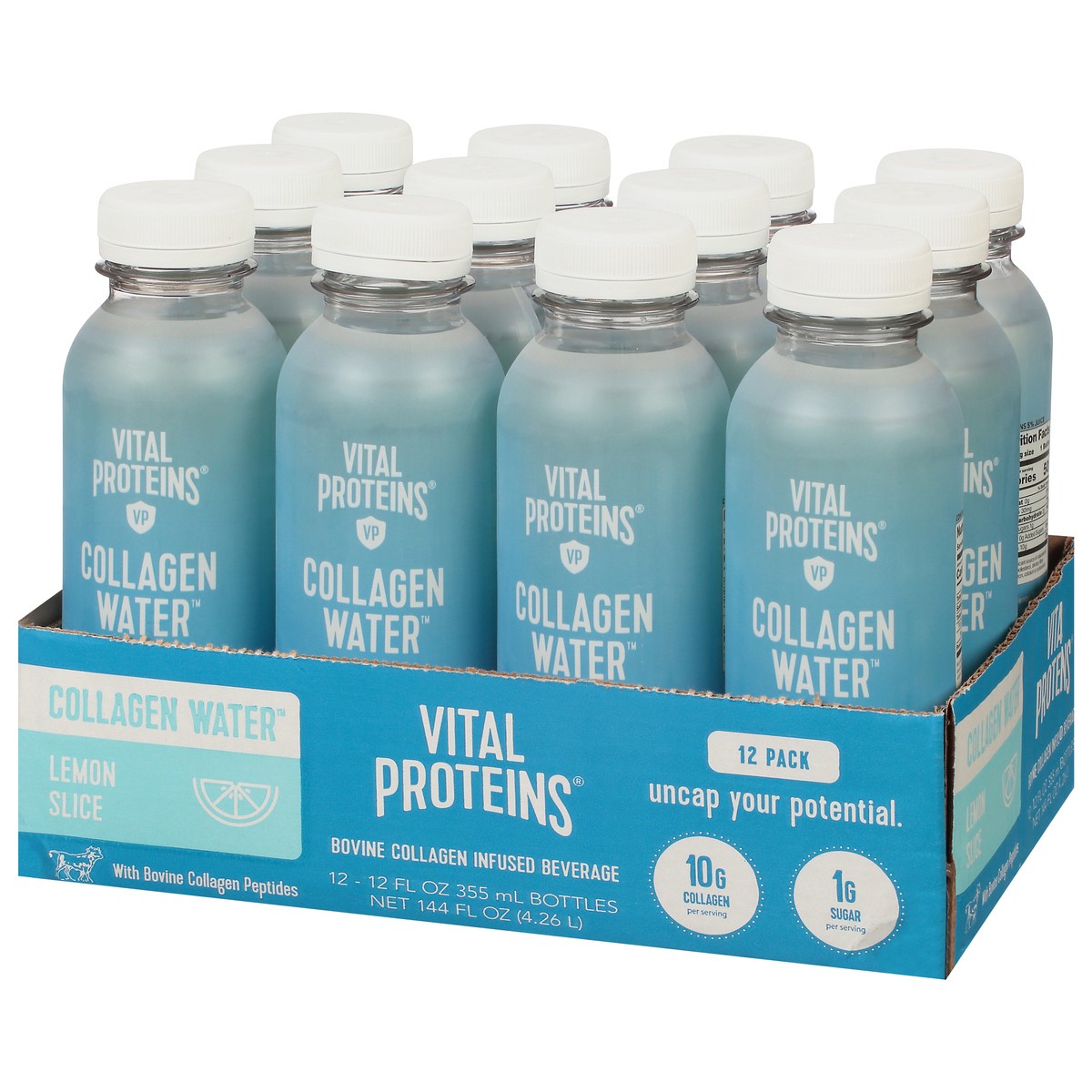 slide 12 of 14, Vital Proteins Lemon Slice Collagen Water 12 - 12 fl oz Bottles, 12 ct