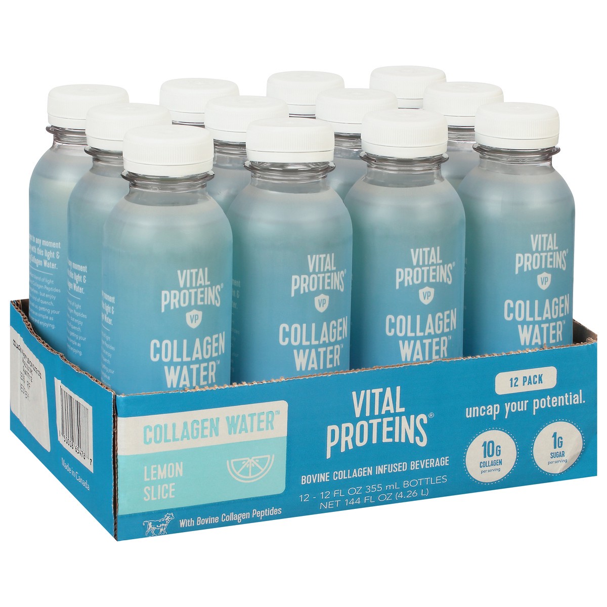 slide 14 of 14, Vital Proteins Lemon Slice Collagen Water 12 - 12 fl oz Bottles, 12 ct