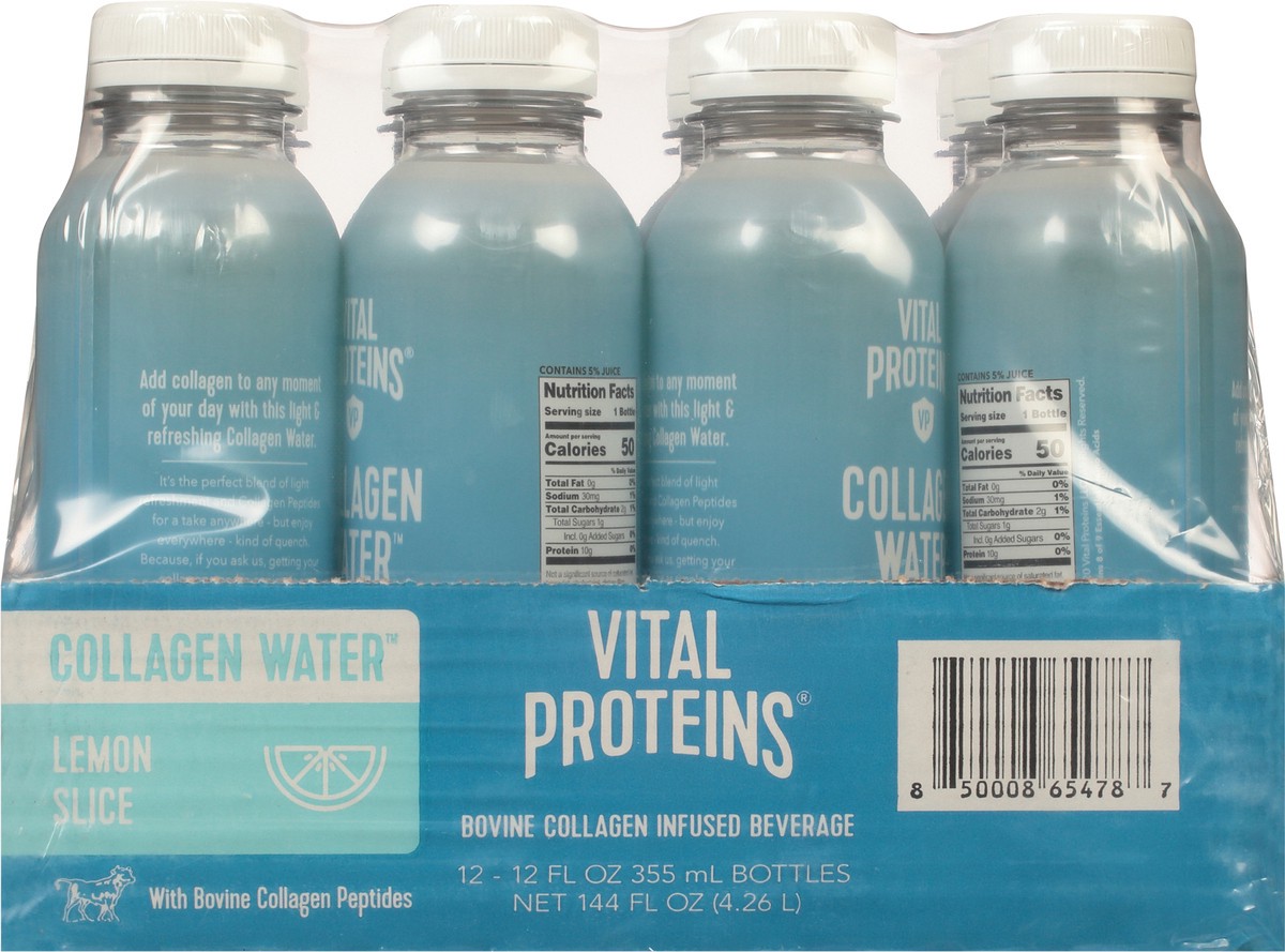 slide 6 of 14, Vital Proteins Lemon Slice Collagen Water 12 - 12 fl oz Bottles, 12 ct