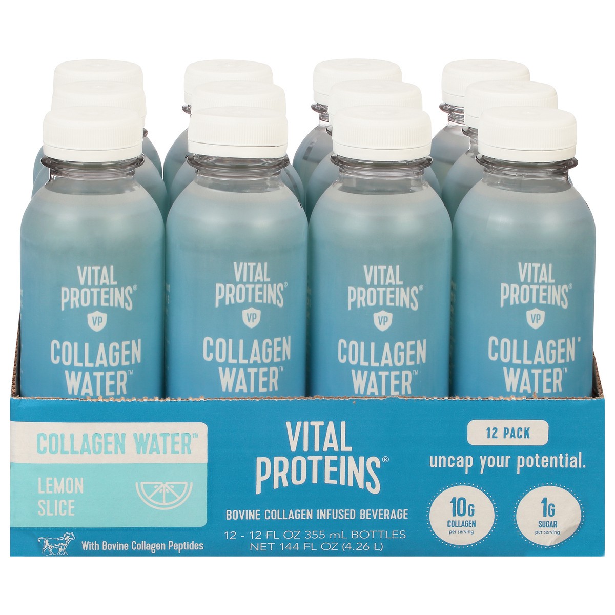 slide 1 of 14, Vital Proteins Lemon Slice Collagen Water 12 - 12 fl oz Bottles, 12 ct