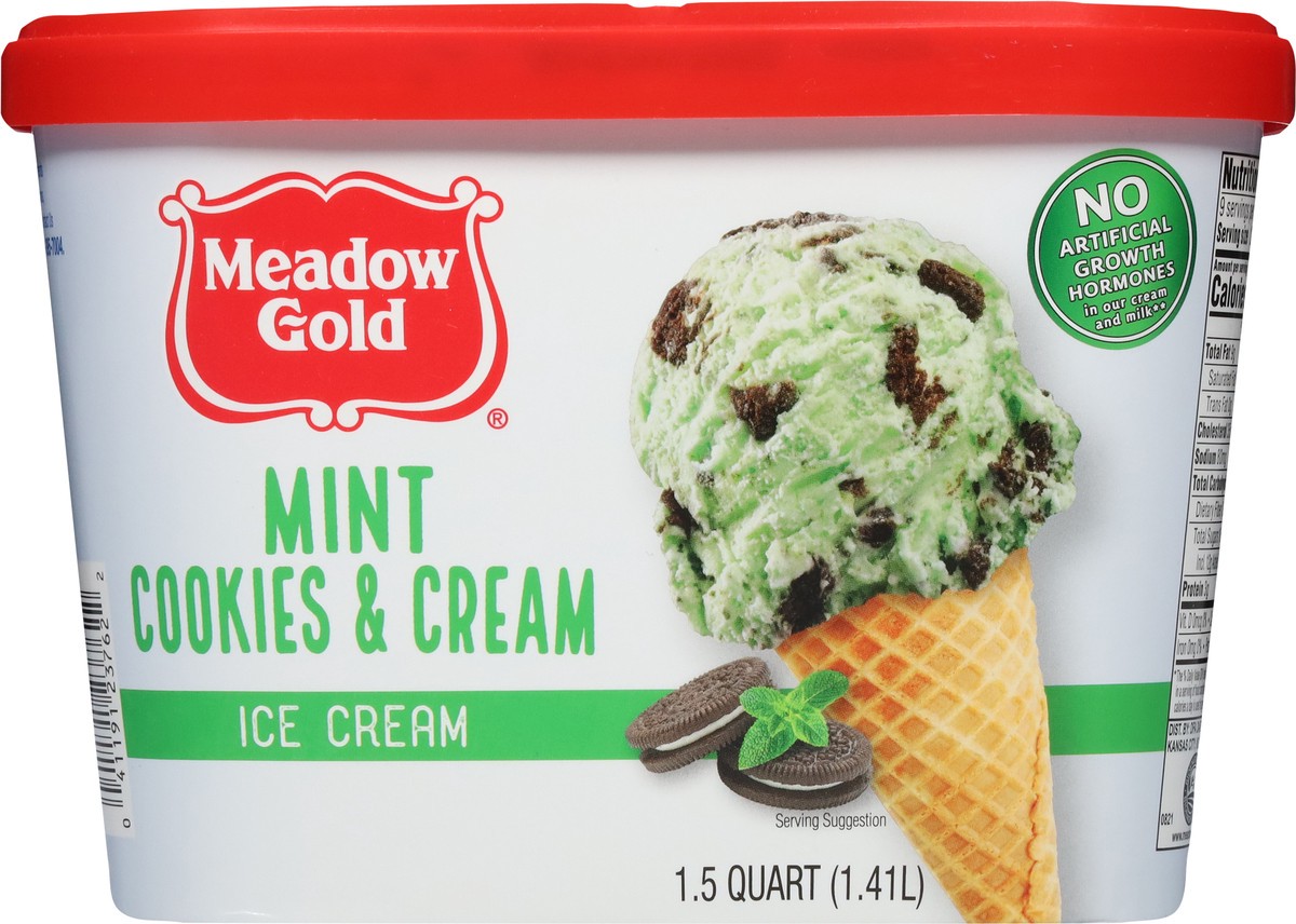 slide 4 of 9, Meadow Gold Mint Cookies & Cream Ice Cream 1.5 qt, 1.5 qt
