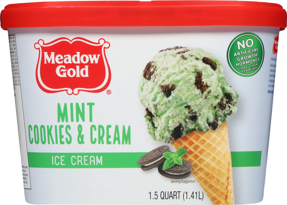 slide 7 of 9, Meadow Gold Mint Cookies & Cream Ice Cream 1.5 qt, 1.5 qt