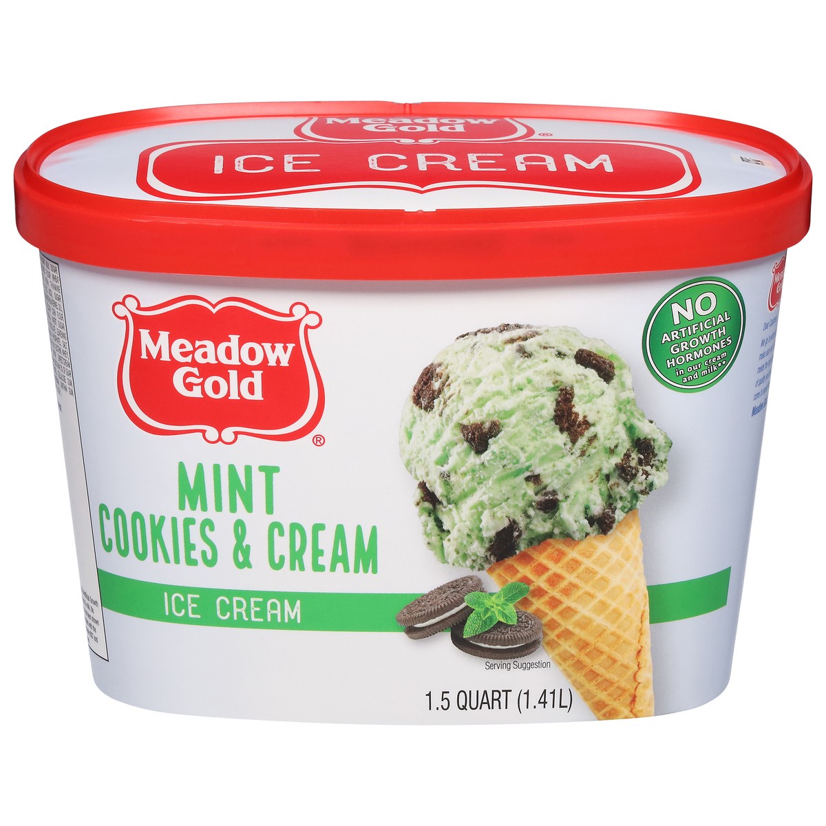 slide 1 of 9, Meadow Gold Mint Cookies & Cream Ice Cream 1.5 qt, 1.5 qt