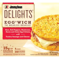 Jimmy Dean Delights Ham Bel Peppers Mushroom Bacon Onion Frittata Eggwich