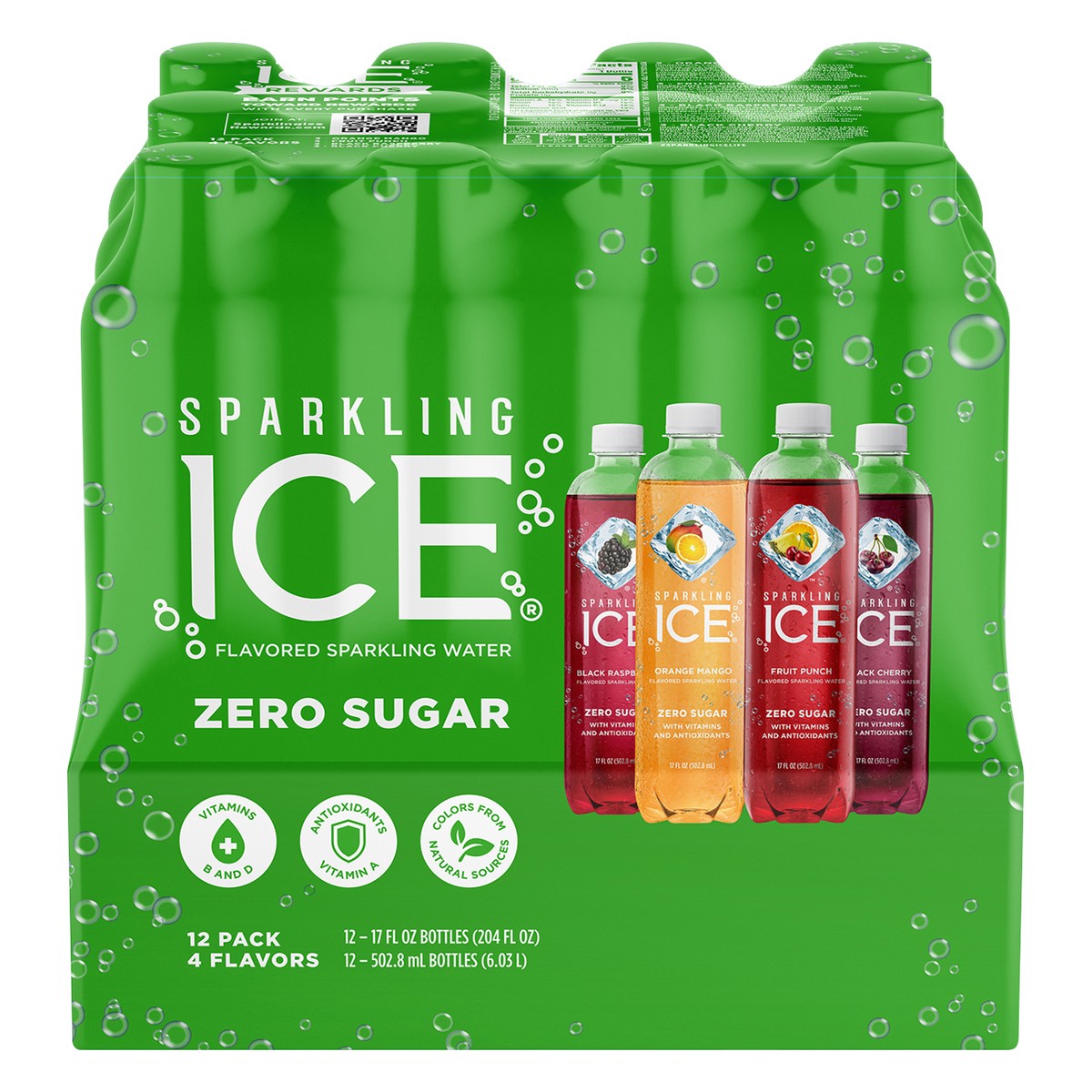 slide 1 of 8, Sparkling ICE Green Pack, 17 Fl Oz Bottles (Pack of 12), 204 fl oz