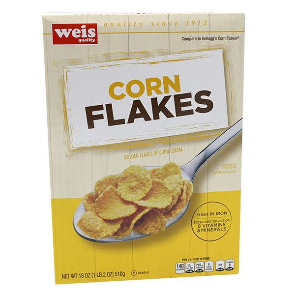 slide 1 of 1, Weis Quality Golden Corn Flakes Cereal, 18 oz