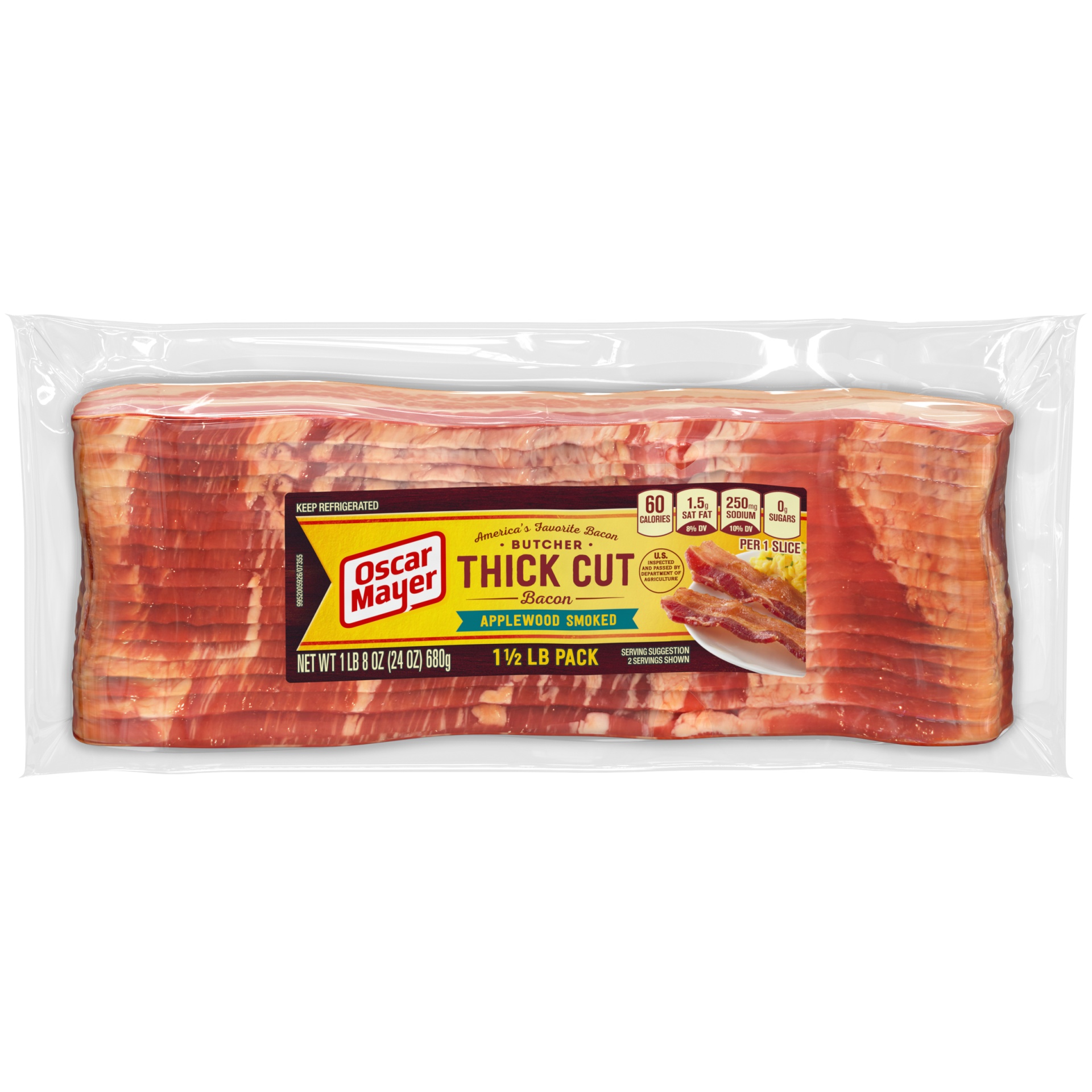 slide 1 of 7, Oscar Mayer Butcher Thick Cut Applewood Smoked Bacon, 24 oz