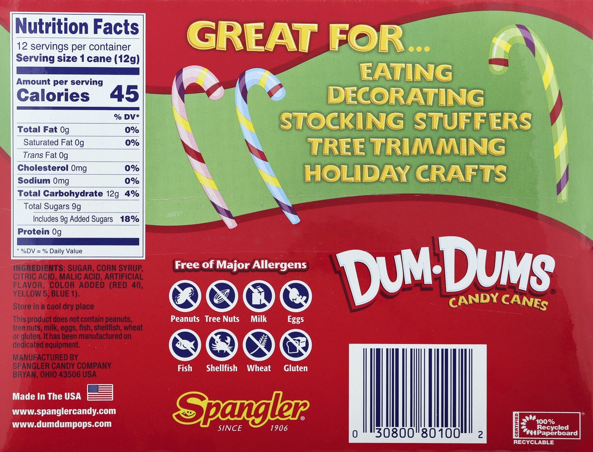 slide 5 of 13, Dum Dums Candy Canes - 12 ct, 6 oz