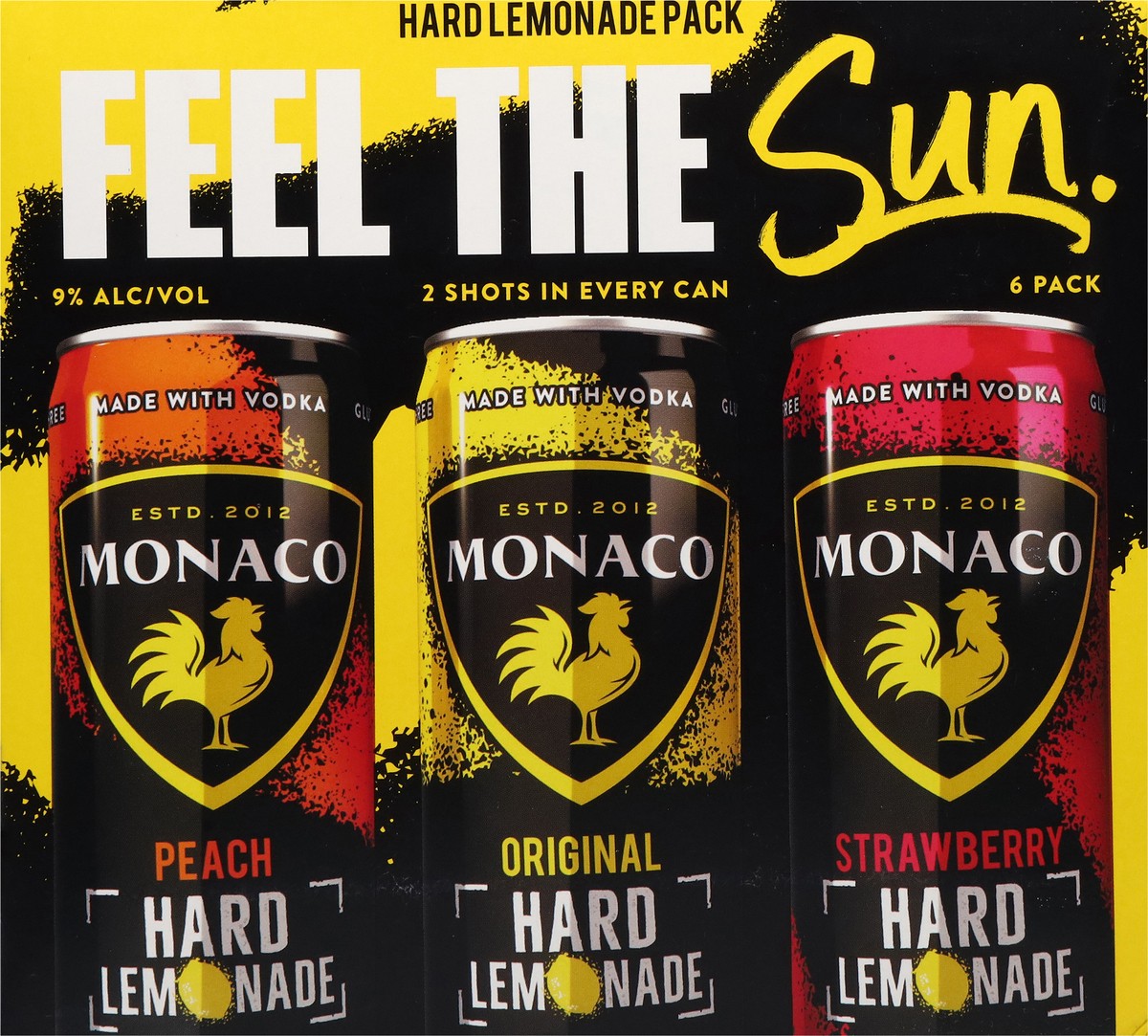 slide 9 of 12, Monaco Feel the Sun Hard Lemonade 6 - 12 oz Cans, 72 oz