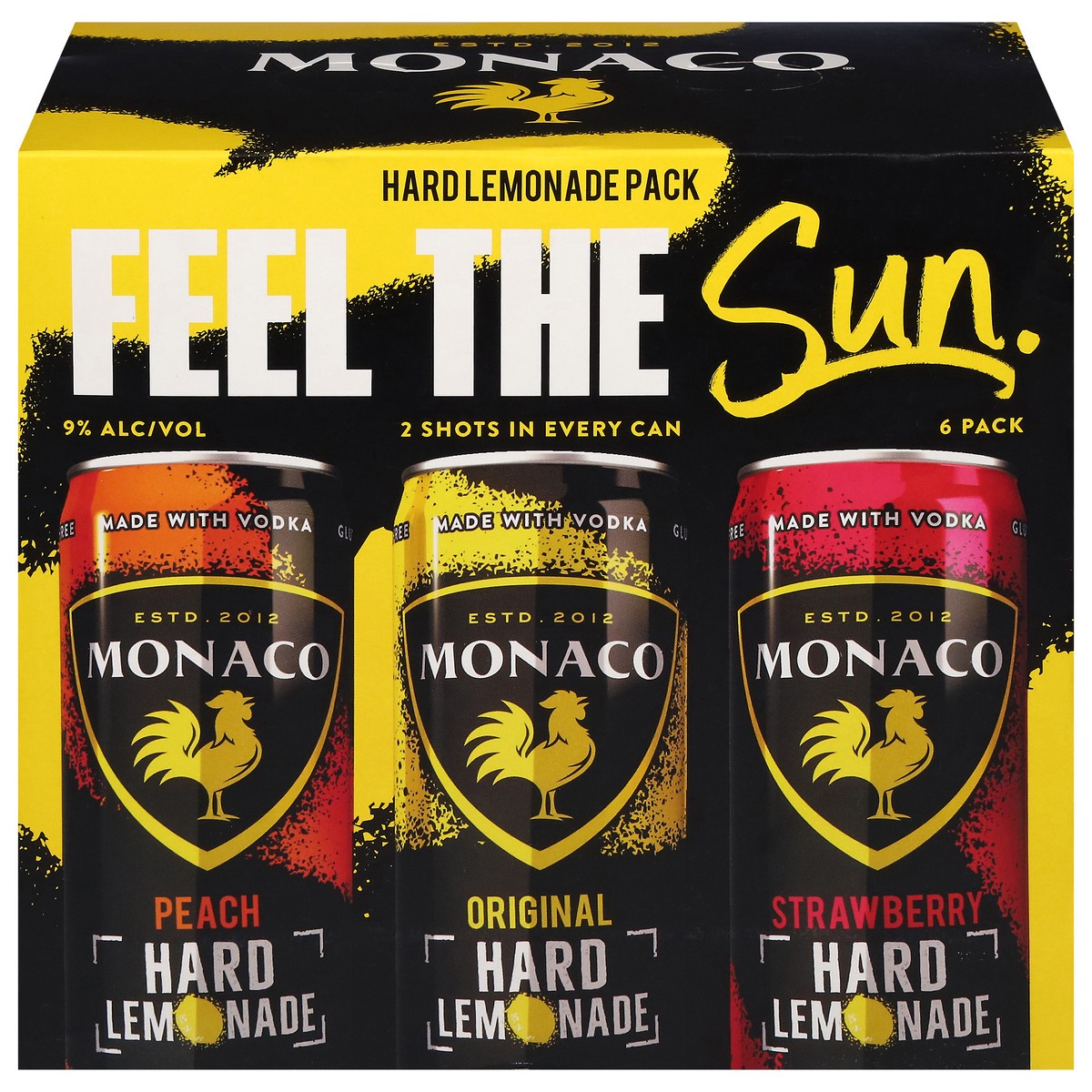 slide 1 of 12, Monaco Feel the Sun Hard Lemonade 6 - 12 oz Cans, 72 oz