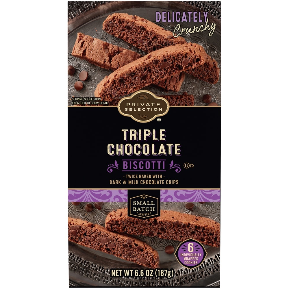 slide 1 of 1, Private Selection Triple Chocolate Biscotti Cookies, 6.6 oz