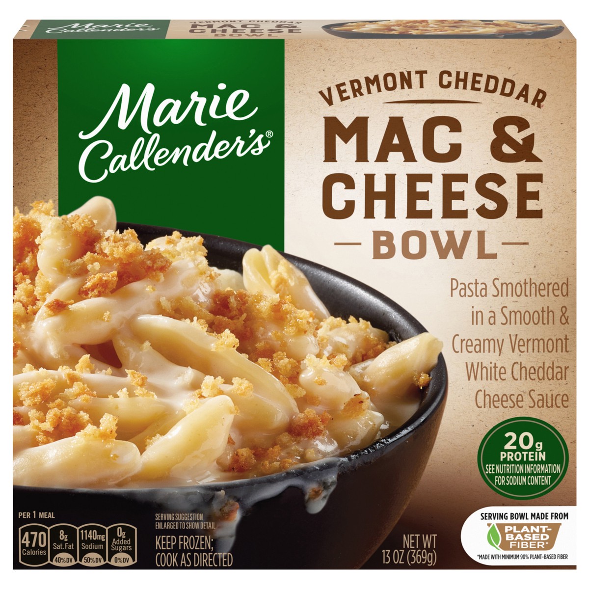 slide 1 of 5, Marie Callender's Creamy Vermont Mac and Cheese Bowl, Frozen Meal, 13 OZ Bowl, 13 oz