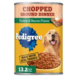 Pedigree Chopped Ground Dinner Turkey & Bacon Flavor Food for Dogs 13.2 oz