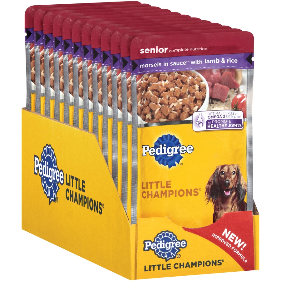 slide 2 of 3, Pedigree Little Champions Senior Morsels In Sauce With Lamb & Rice Wet Dog Food 5.3 Oz Pouch, 5.3 oz