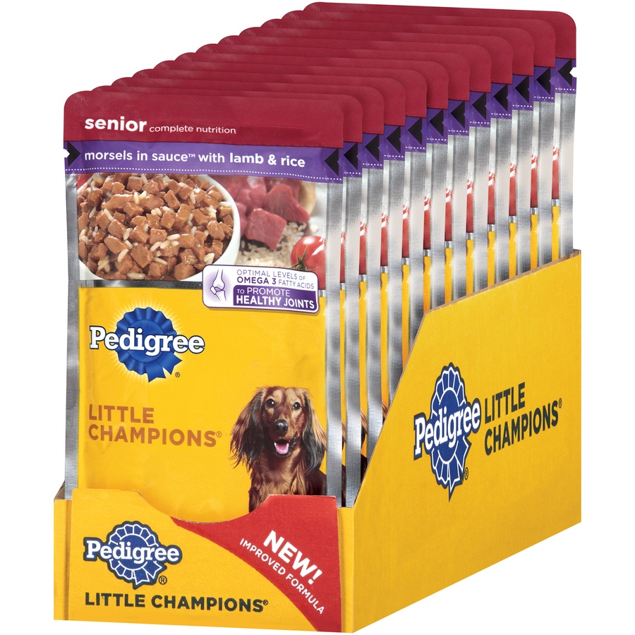 slide 3 of 3, Pedigree Little Champions Senior Morsels In Sauce With Lamb & Rice Wet Dog Food 5.3 Oz Pouch, 5.3 oz