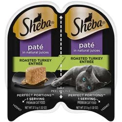 Sheba Perfect Portions Premium Pate in Natural Juices Roasted Turkey Entree Cat Food 2 - 37.5 g Packs