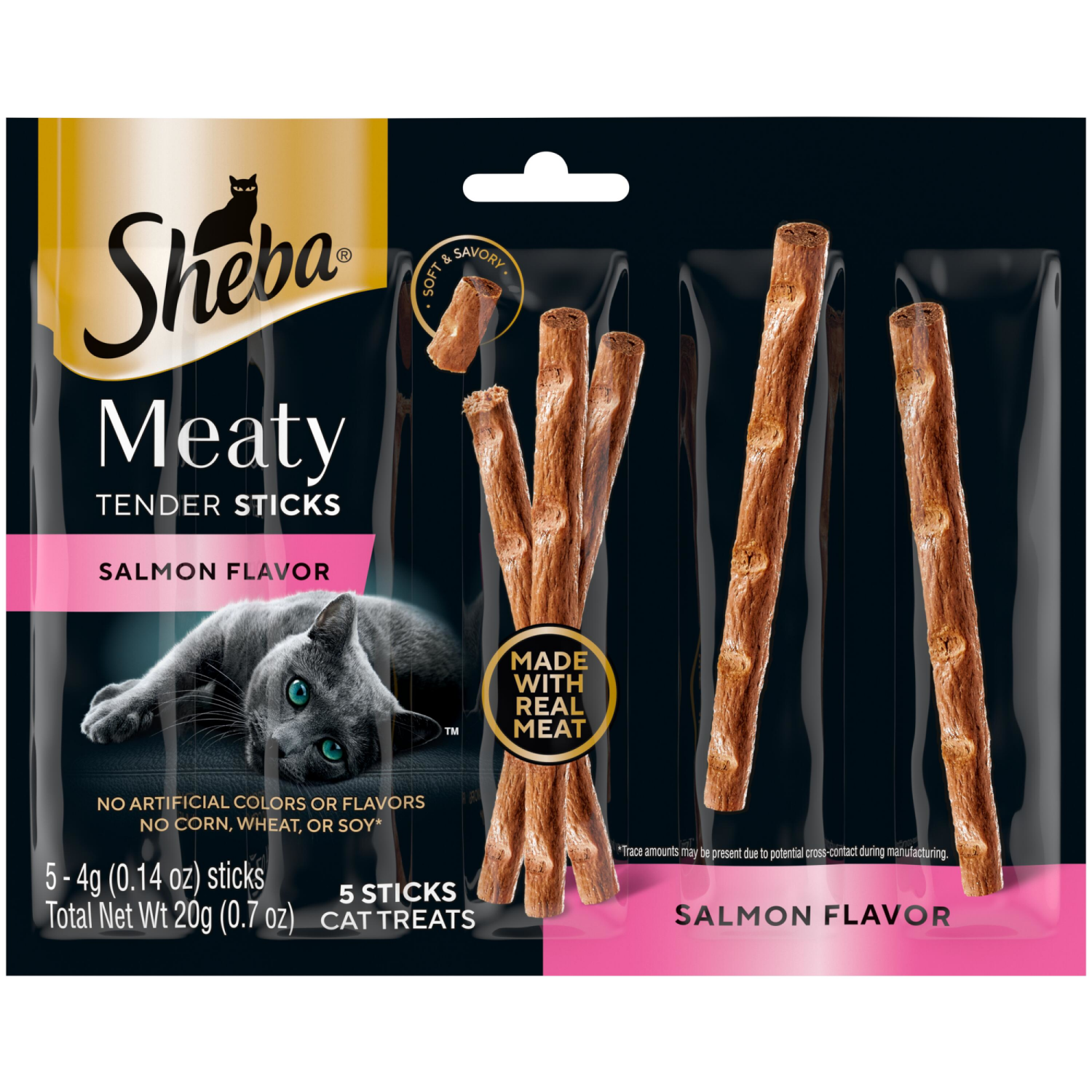 slide 1 of 8, Sheba Meaty Tender Stick Salmon Flavor Cat Treats 5 - 4 g Sticks, 5 ct