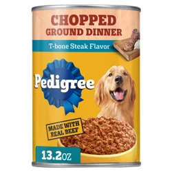 Pedigree Chopped Ground Dinner T-Bone Steak Flavor Food for Dogs 13.2 oz