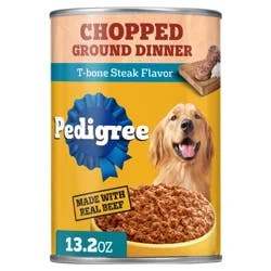 Pedigree Chopped Ground Dinner T-Bone Steak Flavor Food for Dogs 13.2 oz