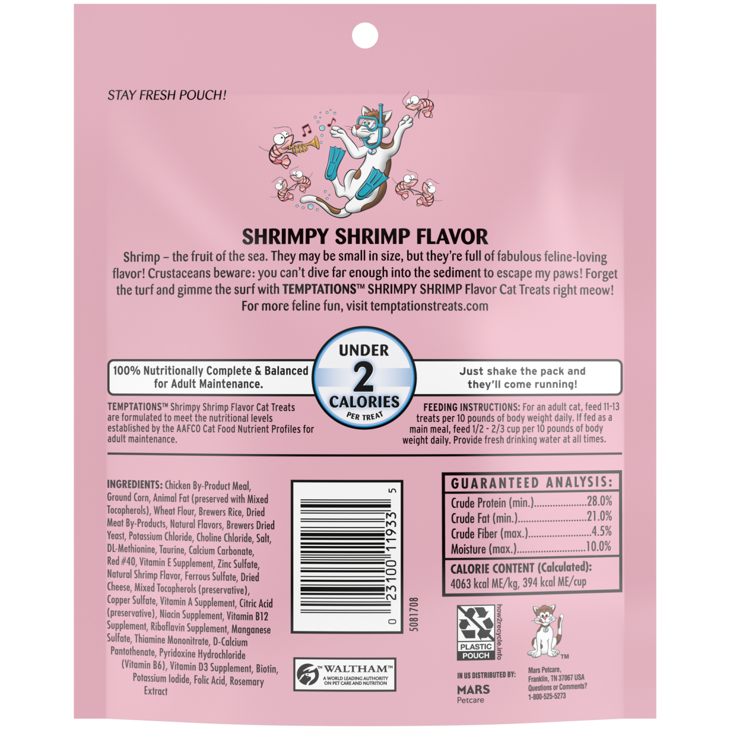 slide 6 of 8, Temptations Shrimpy Shrimp Flavor Cat Treats 6.3 oz. Pouch, 6.3 oz
